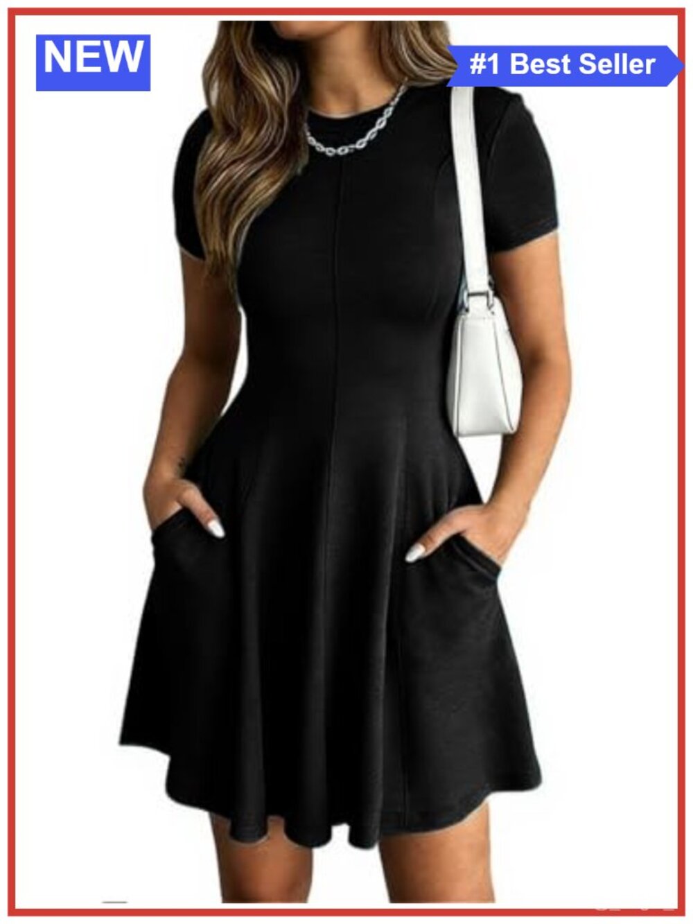 Women's Pleated Short Sleeve A Line Ruffle Mini Dress with Pockets